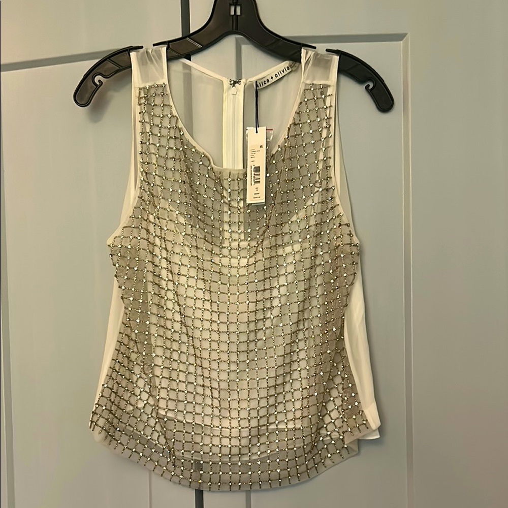 Alice + Olivia Metallic Embellished Tank Top
